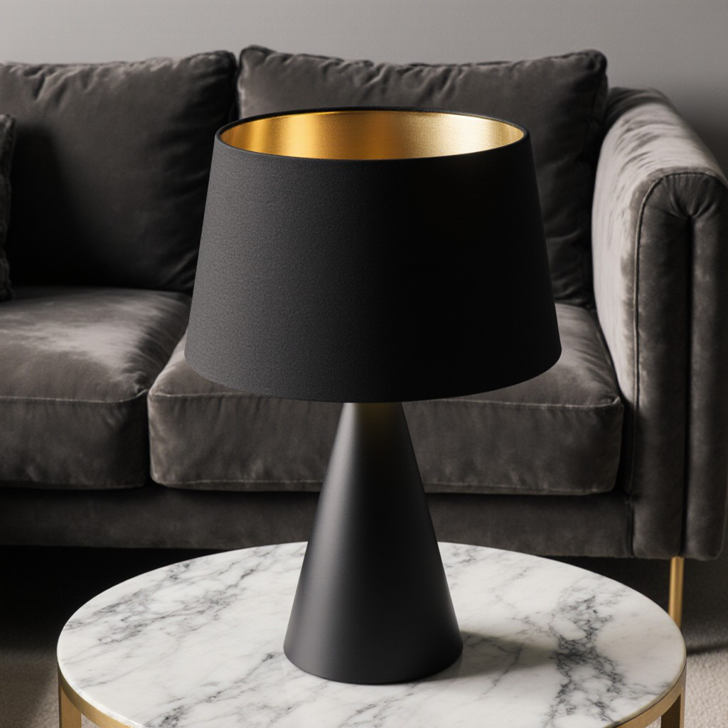Luxury Modern Black & Gold Lampshade - Image 2